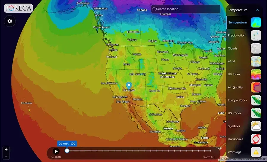 New weather map layers in Foreca Weather Map API